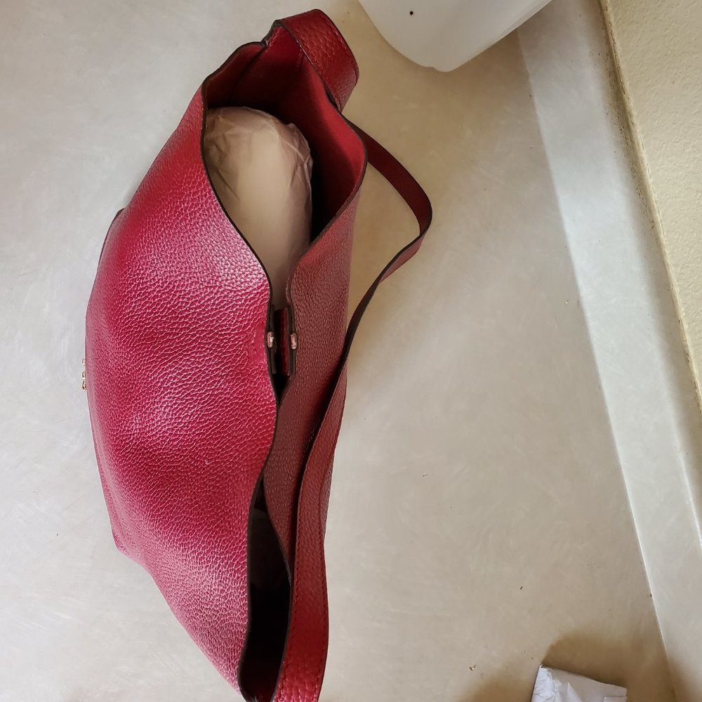 Euc Michael Kors Junie Crimson Leather Shoulder Bag c - Picture 10 of 13